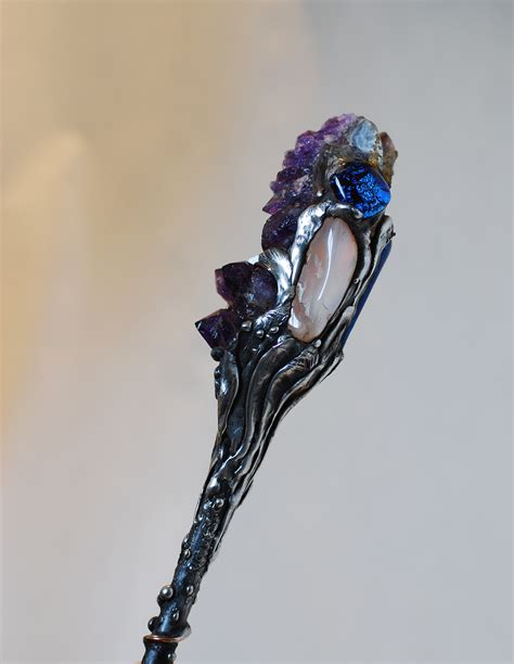 magic wand metal and stone in box|Amethyst Crystal Ball Oak Magic Wand .